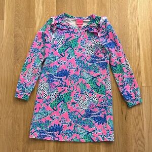 Girls Lilly Pulitzer Pink & Blue Elephants Dress Size 10-12 Years
